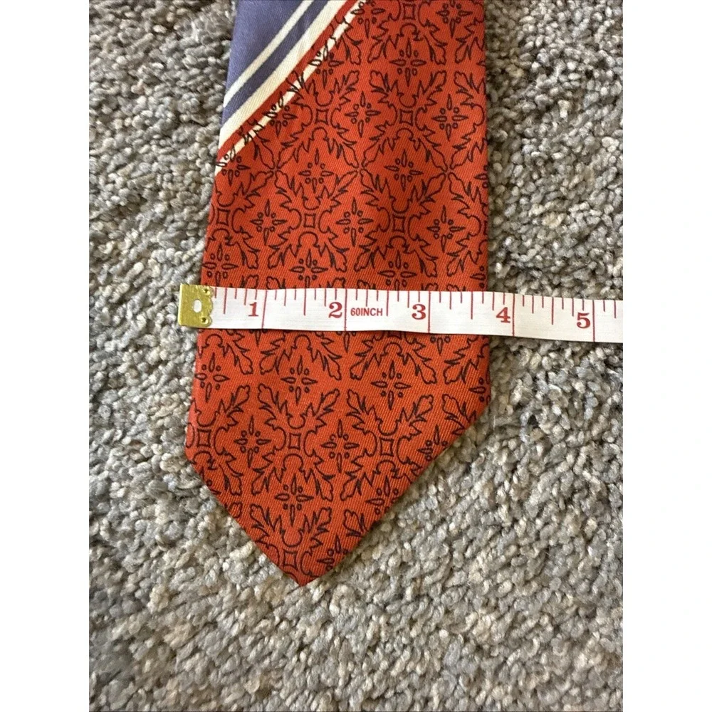 Men's Striped with Design‎ Tie Preppy Red White & Blue